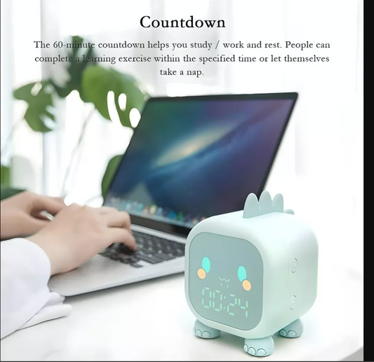 Dinosaur Alarm Clock with Voice Control and Night Light