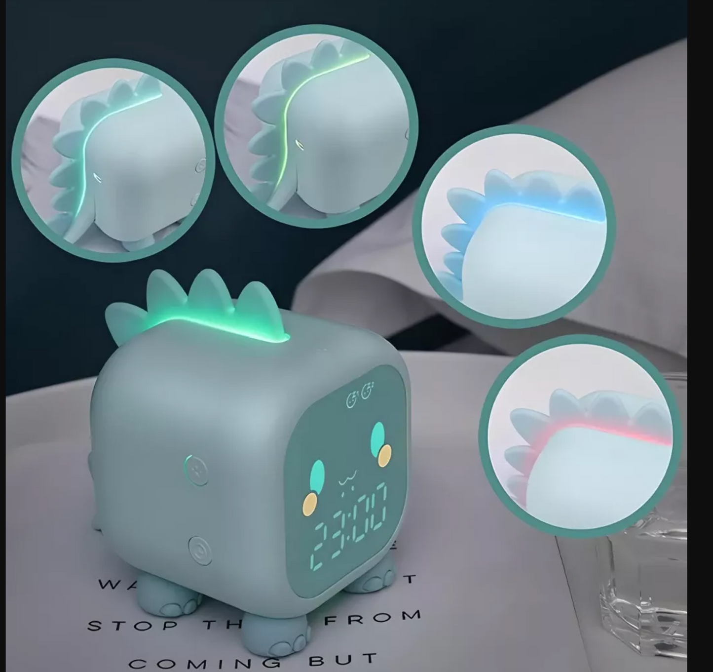 Dinosaur Alarm Clock with Voice Control and Night Light